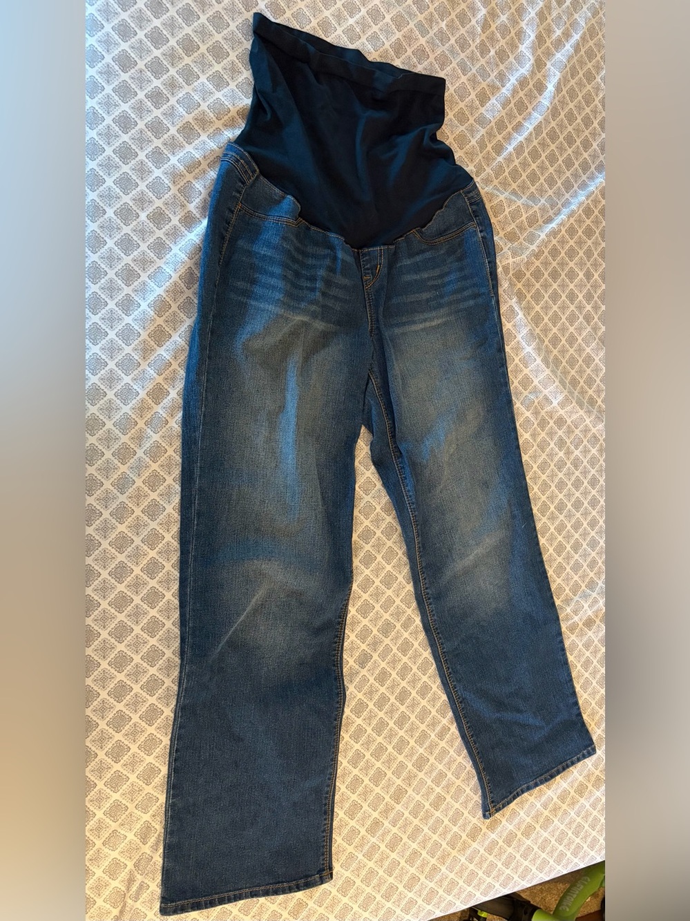 1822 Denim Blue Straight-Leg Maternity Jeans with Belly Panel-NWOT